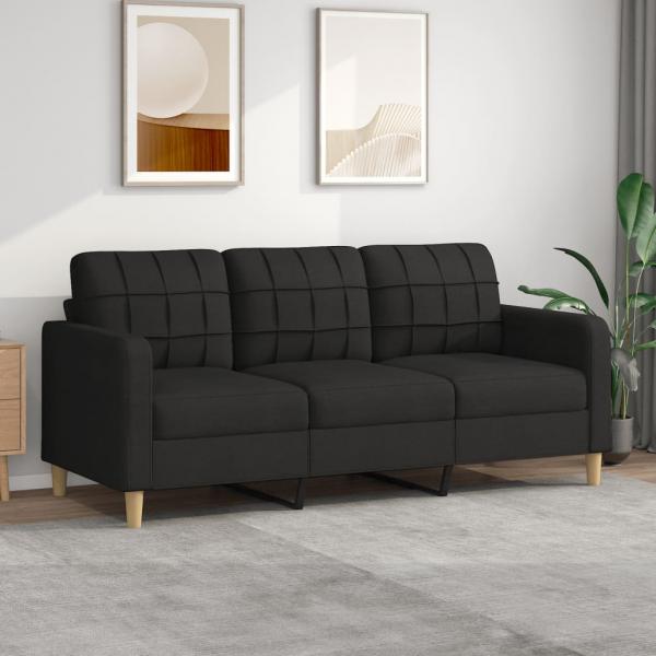 ARDEBO.de - 3-Sitzer-Sofa Schwarz 180 cm Stoff