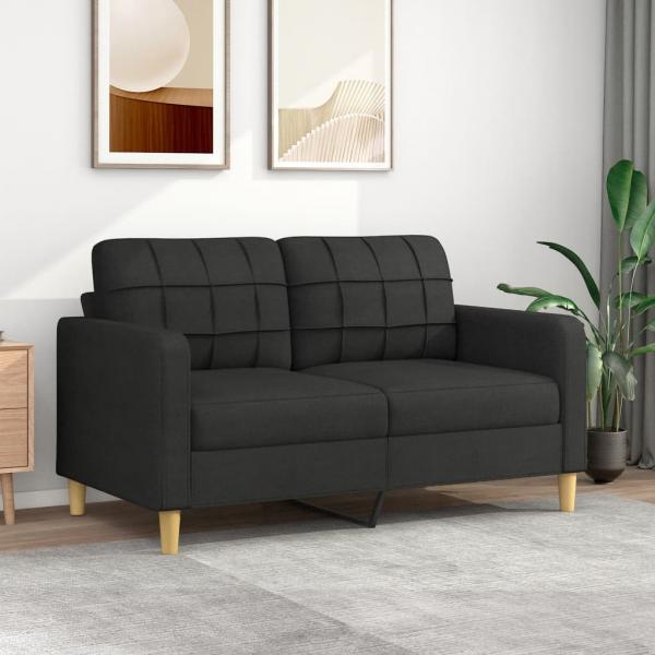 ARDEBO.de - 2-Sitzer-Sofa Schwarz 140 cm Stoff