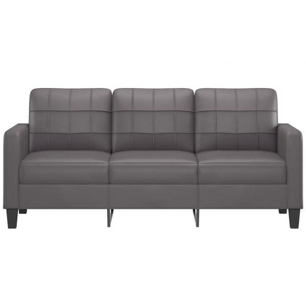 3-Sitzer-Sofa Grau 180 cm Kunstleder