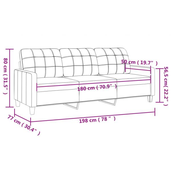 3-Sitzer-Sofa Grau 180 cm Kunstleder