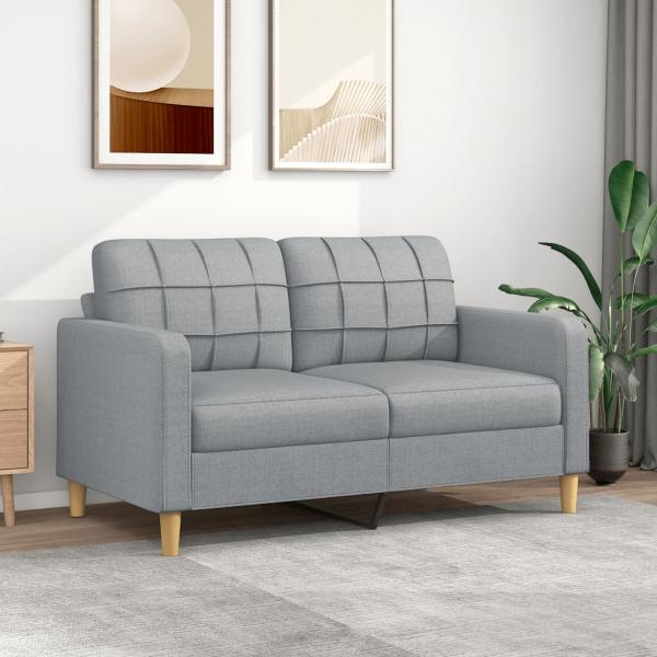 ARDEBO.de - 2-Sitzer-Sofa Hellgrau 140 cm Stoff