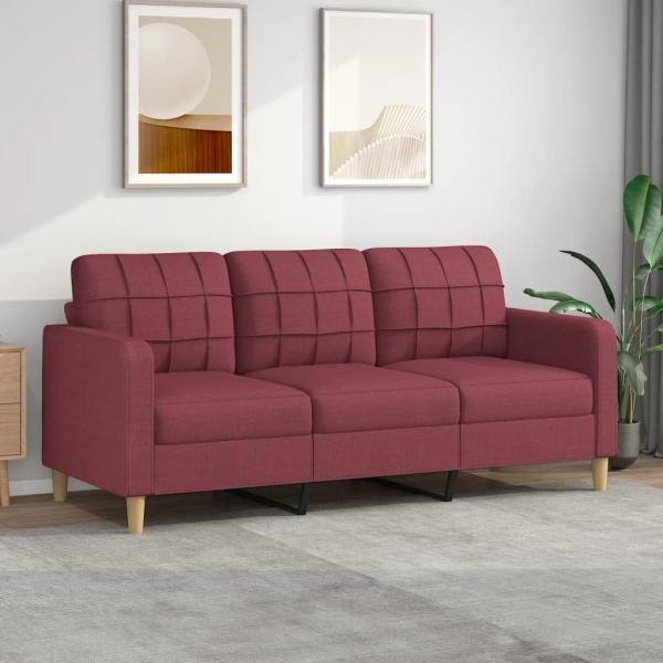 ARDEBO.de - 3-Sitzer-Sofa Weinrot 180 cm Stoff