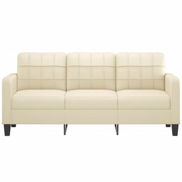 3-Sitzer-Sofa Creme 180 cm Kunstleder