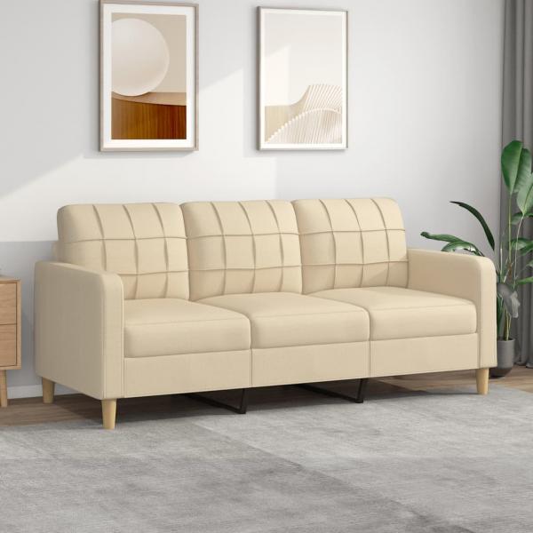 ARDEBO.de - 3-Sitzer-Sofa Creme 180 cm Stoff