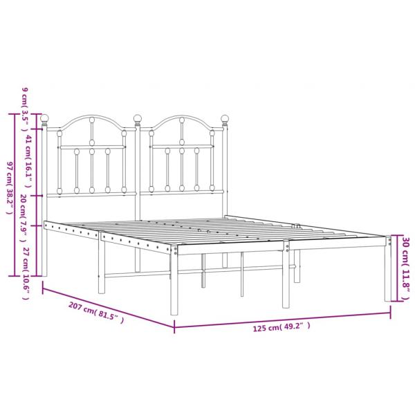 Bettgestell mit Kopfteil Metall Schwarz 120x200 cm