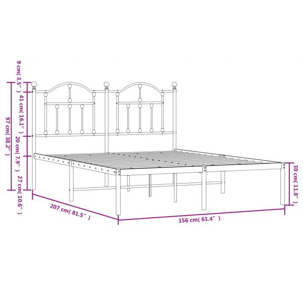 Bettgestell mit Kopfteil Metall Schwarz 150x200 cm