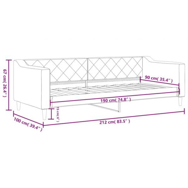 Tagesbett Schwarz 90x190 cm Stoff