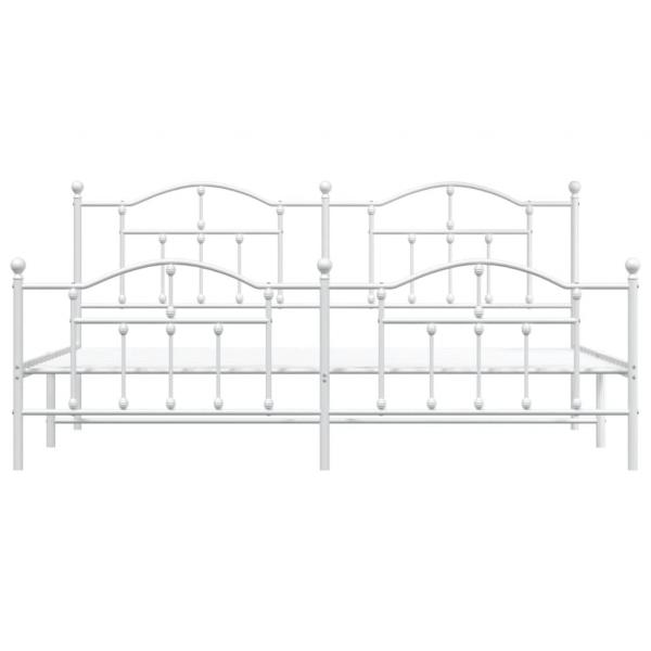 Bettgestell mit Kopf- und Fußteil Metall Weiß 200x200 cm