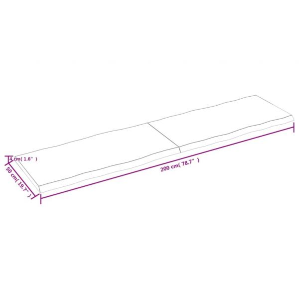 Tischplatte 200x50x(2-4) cm Massivholz Behandelt Baumkante