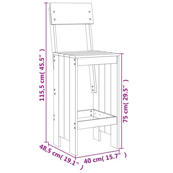 Barhocker 2 Stk. 40x48,5x115,5 cm Massivholz Douglasie