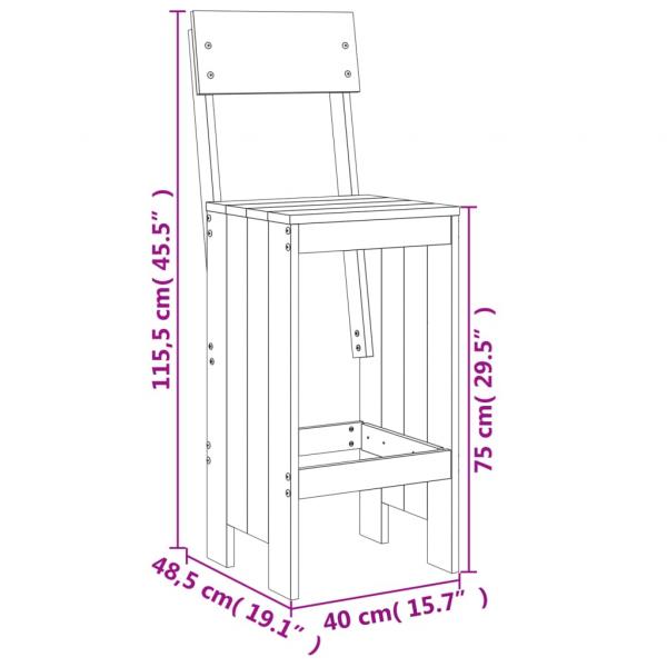 Barhocker 2 Stk. Weiß 40x48,5x115,5 cm Massivholz Kiefer