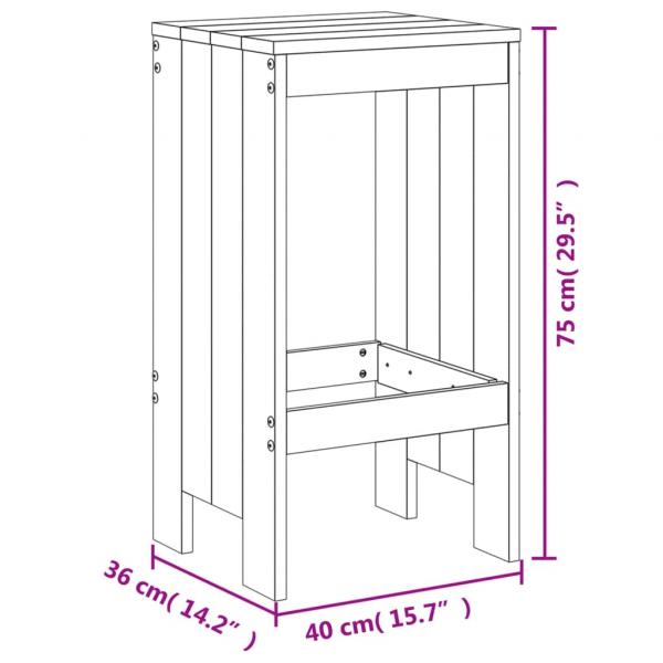 Barhocker 2 Stk. Grau 40x36x75 cm Massivholz Kiefer