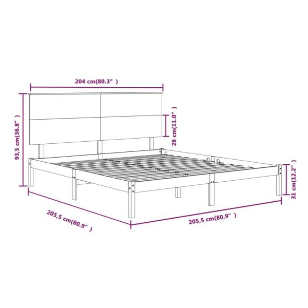 Massivholzbett Schwarz Kiefer 200x200 cm