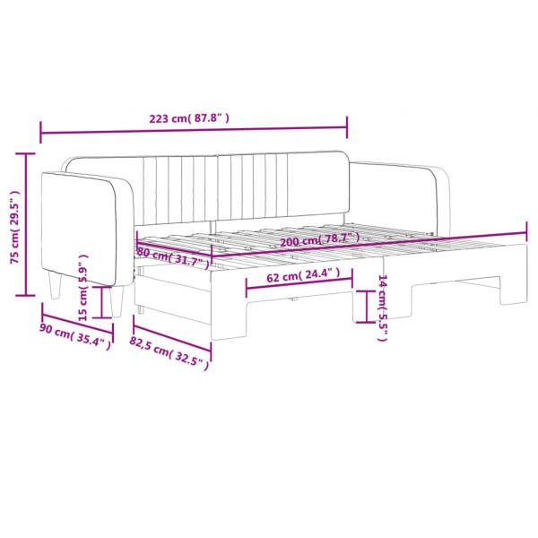 Tagesbett Ausziehbar Blau 80x200 cm Samt