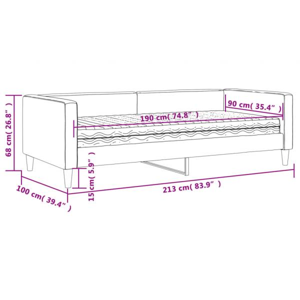 Tagesbett mit Matratze Hellgrau 90x190 cm Stoff