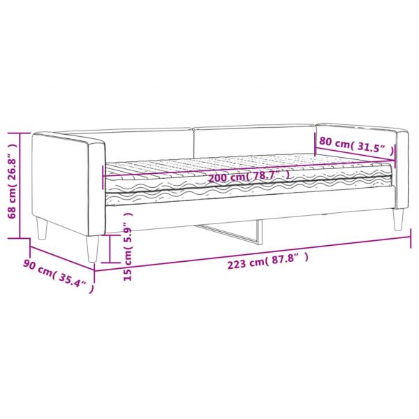 Tagesbett mit Matratze Hellgrau 80x200 cm Stoff