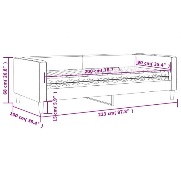 Tagesbett mit Matratze Taupe 90x200 cm Stoff