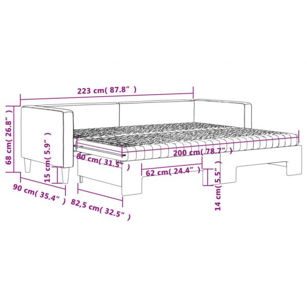 Tagesbett Ausziehbar mit Matratzen Dunkelgrau 80x200 cm Stoff