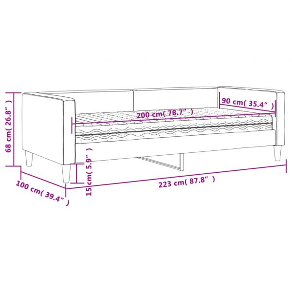 Tagesbett mit Matratze Schwarz 90x200 cm Stoff