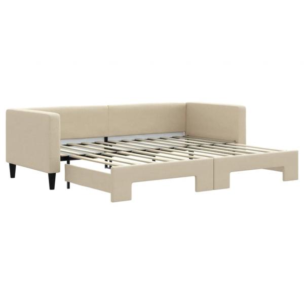 Tagesbett Ausziehbar Creme 80x200 cm Stoff