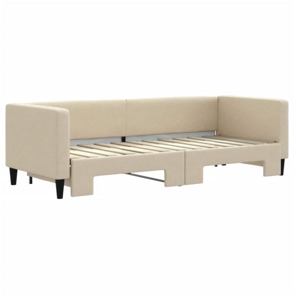 Tagesbett Ausziehbar Creme 80x200 cm Stoff