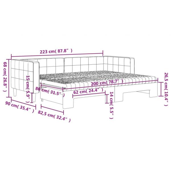 Tagesbett Ausziehbar mit Matratzen Dunkelgrün 80x200 cm Samt