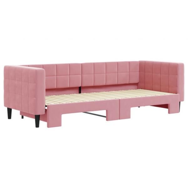 Tagesbett Ausziehbar Rosa 80x200 cm Samt