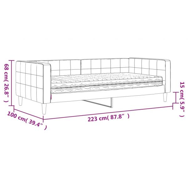 Tagesbett mit Matratze Hellgrau 90x200 cm Samt