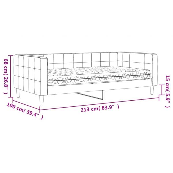 Tagesbett mit Matratze Hellgrau 90x190 cm Samt