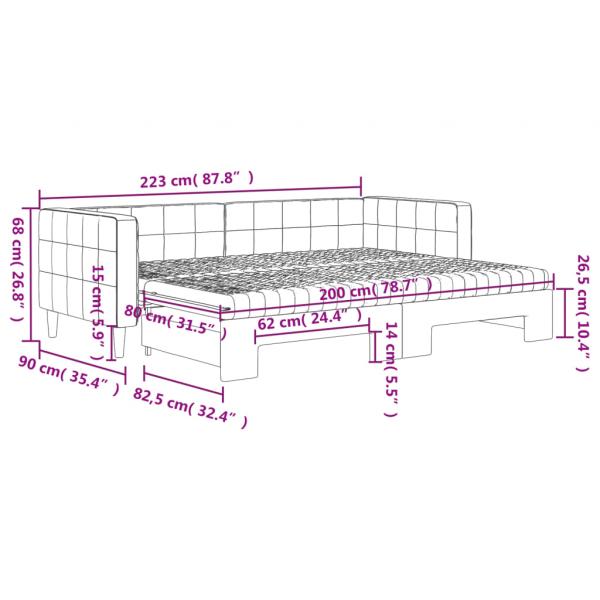 Tagesbett Ausziehbar mit Matratzen Rosa 80x200 cm Samt