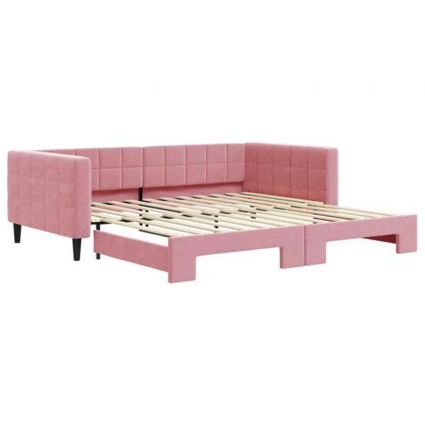 Tagesbett Ausziehbar Rosa 100x200 cm Samt