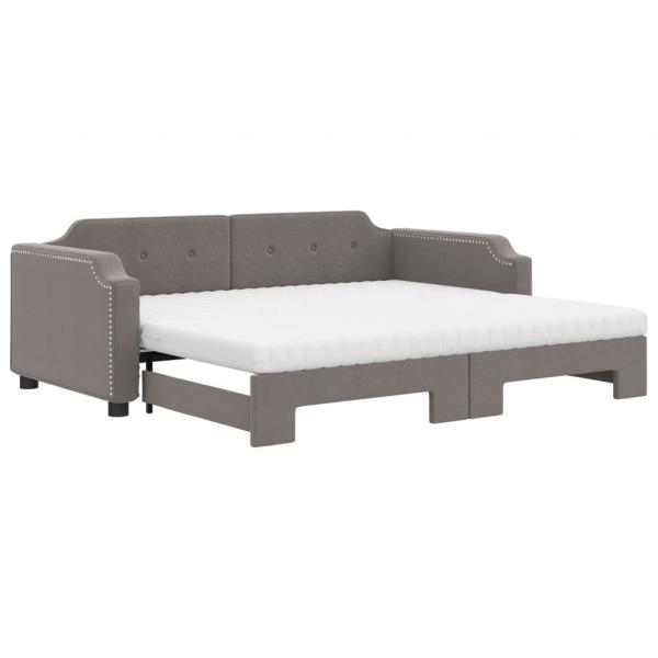 Tagesbett Ausziehbar mit Matratzen Taupe 80x200 cm Stoff