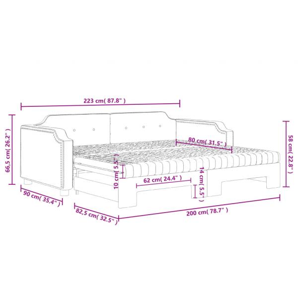 Tagesbett Ausziehbar mit Matratzen Dunkelgrau 80x200 cm Stoff