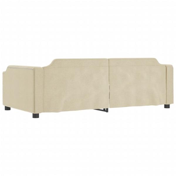 Tagesbett Ausziehbar Creme 80x200 cm Stoff