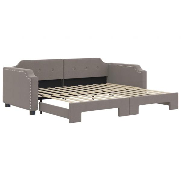 Tagesbett Ausziehbar Taupe 90x200 cm Stoff