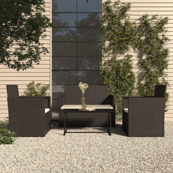 ARDEBO.de - 4-tlg. Garten-Lounge-Set mit Kissen Poly Rattan Schwarz