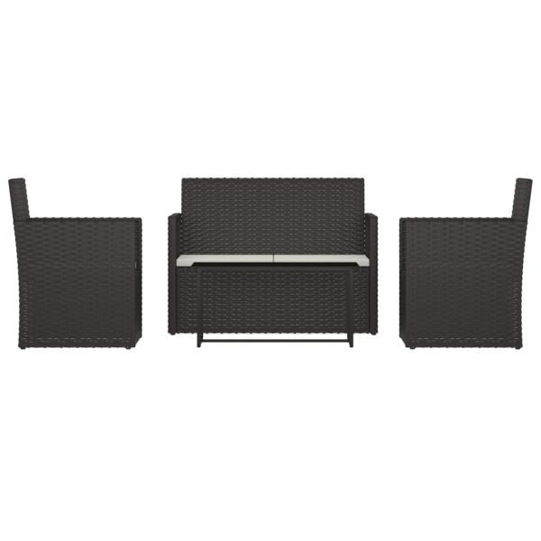 4-tlg. Garten-Lounge-Set mit Kissen Poly Rattan Schwarz