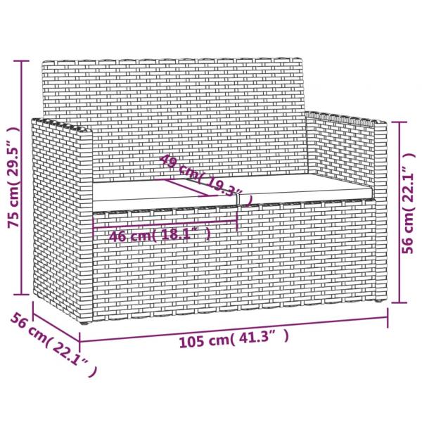 4-tlg. Garten-Lounge-Set mit Kissen Poly Rattan Schwarz