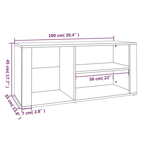 Schuhregal Weiß 100x35x45 cm Holzwerkstoff