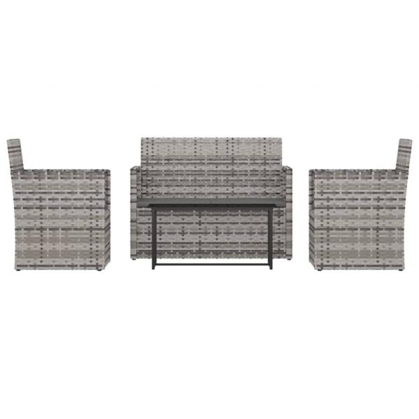 4-tlg. Garten-Lounge-Set mit Kissen Poly Rattan Grau