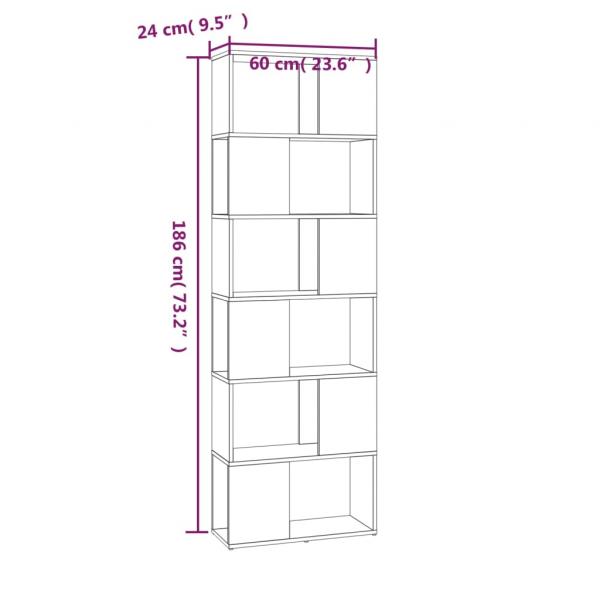 Bücherregal/Raumteiler Grau Sonoma 60x24x186 cm