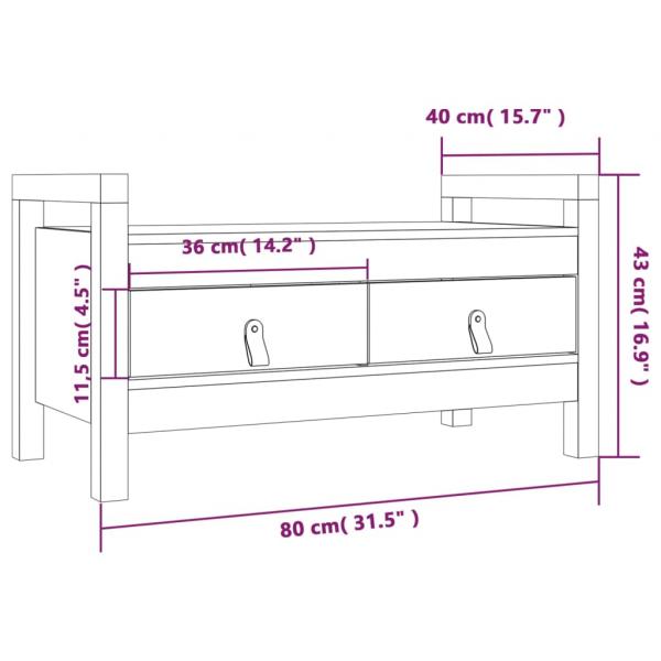 Flurbank Schwarz 80x40x43 cm Massivholz Kiefer