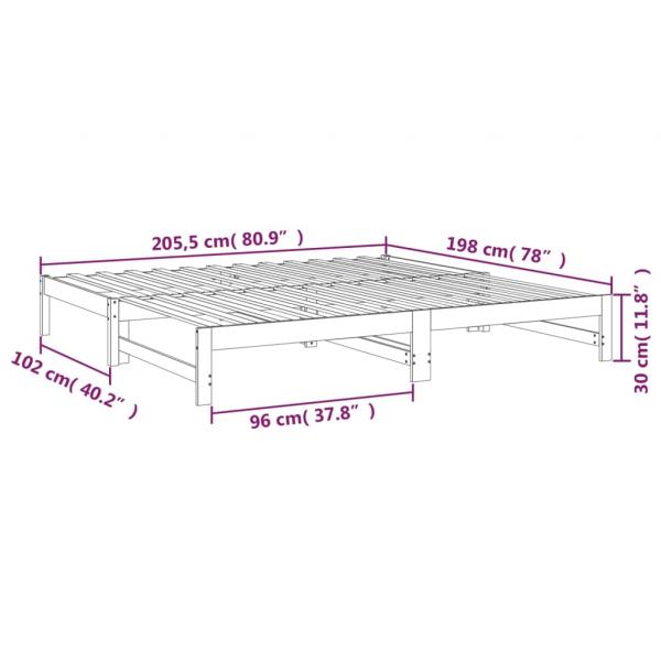 Tagesbett Ausziehbar Schwarz 2x(100x200) cm Massivholz Kiefer