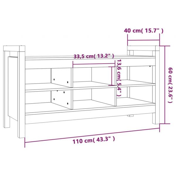 Flurbank Schwarz 110x40x60 cm Massivholz Kiefer