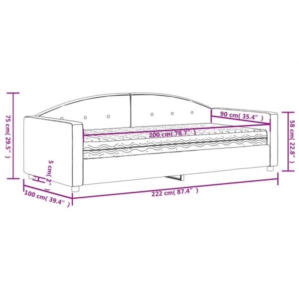 Tagesbett mit Matratze Hellgrau 90x200 cm Samt