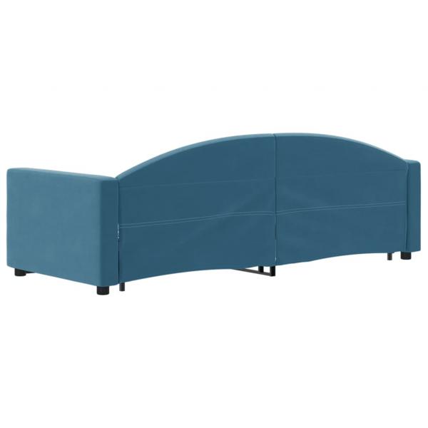 Tagesbett Ausziehbar mit Schubladen Blau 80x200 cm Samt