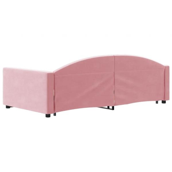 Tagesbett Ausziehbar mit Schubladen Rosa 100x200 cm Samt