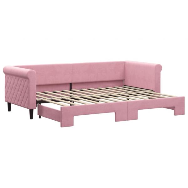 Tagesbett Ausziehbar Rosa 80x200 cm Samt