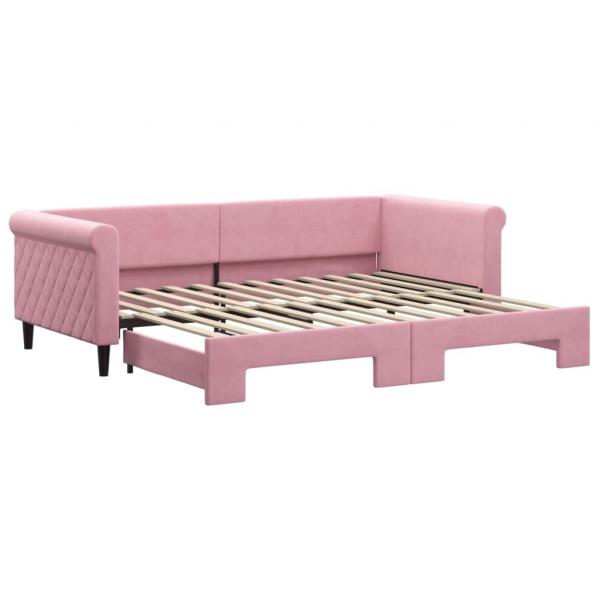 Tagesbett Ausziehbar Rosa 90x200 cm Samt