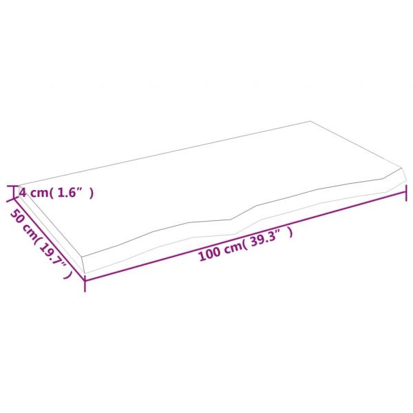 Tischplatte 100x50x(2-4) cm Massivholz Eiche Unbehandelt